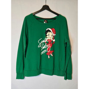 Women's Betty Boop "Santa Baby" Green Christmas Crewneck Sweatshirt (2014)